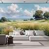 Wallpaper for Bedroom Wall Art Murals, Wildflower Meadow 368 x 254 cm Non-Woven Photo Wallpaper 3D Effect, Countryside Flowers Wall Mural Wallpapers for Living Room