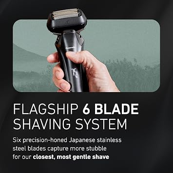 Panasonic ARC6 Electric Razor for Men Face, Wet & Dry Foil Shavers for Men, Pop-Up Trimmer, Ultra-Fast 6-Blade, Smart Shave Sensor, 22D Flexible Pivoting Head - ES-LS8A-K (Black)