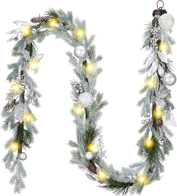 Decorbyhannah Christmas Garland with Lights, Prelit