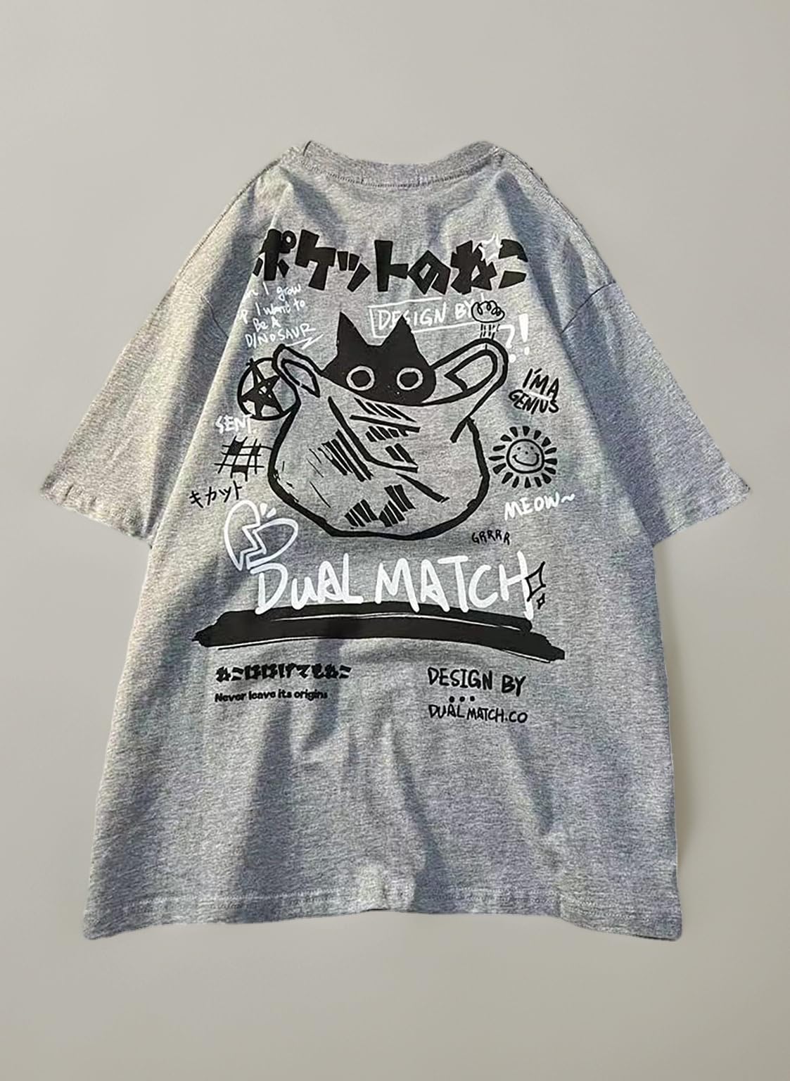 Gothic Oversized Printed T-Shirt Harajuku Street Trend Men and Women's Personality Loose Print Punk Short Sleeve