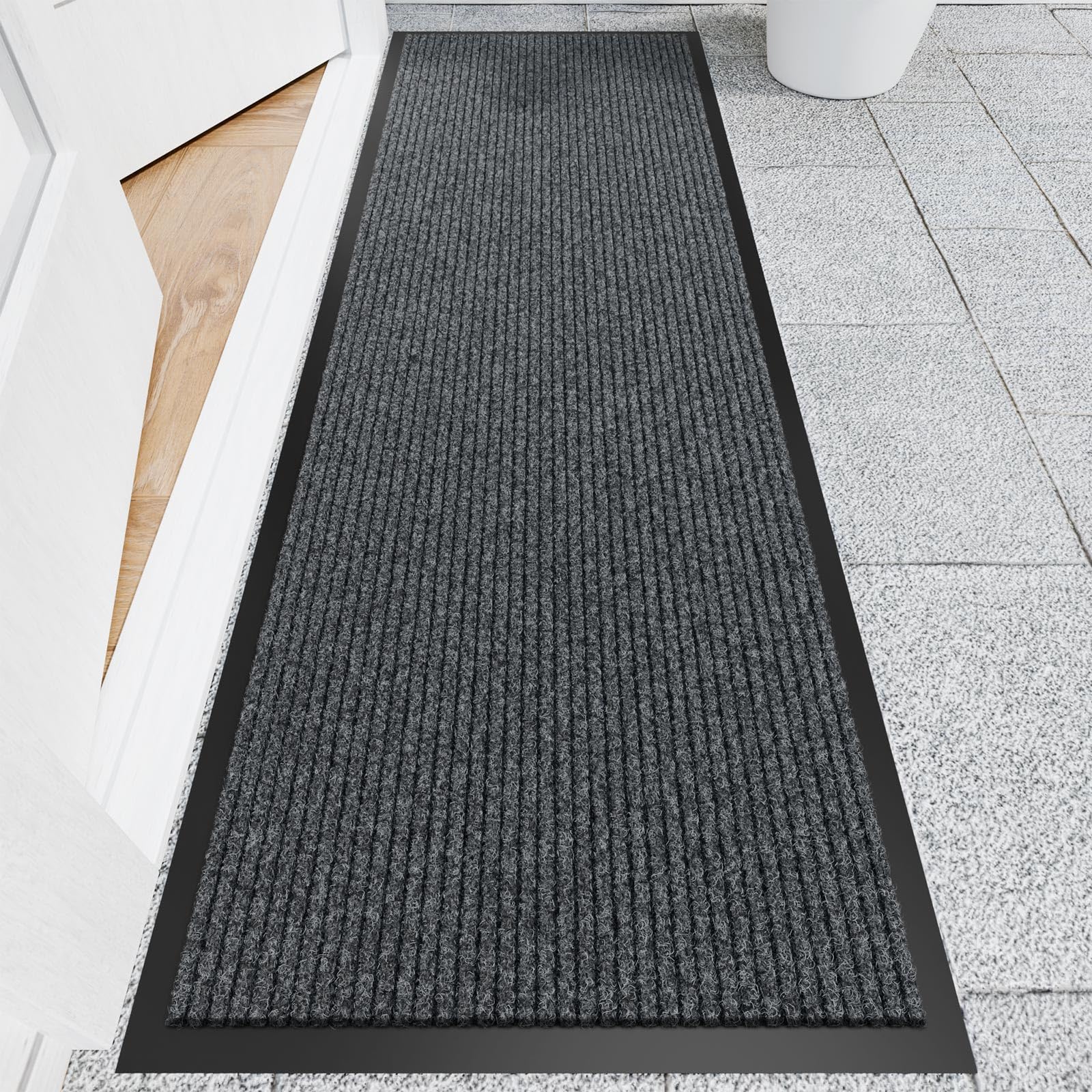 Naturei Heavy Duty Front Door Mats, Indoor Outdoor Door Mat, Non Slip Rubber Door Mat for Entryway, Low Profile Commercial Door Mats, 72" x 24" Gray