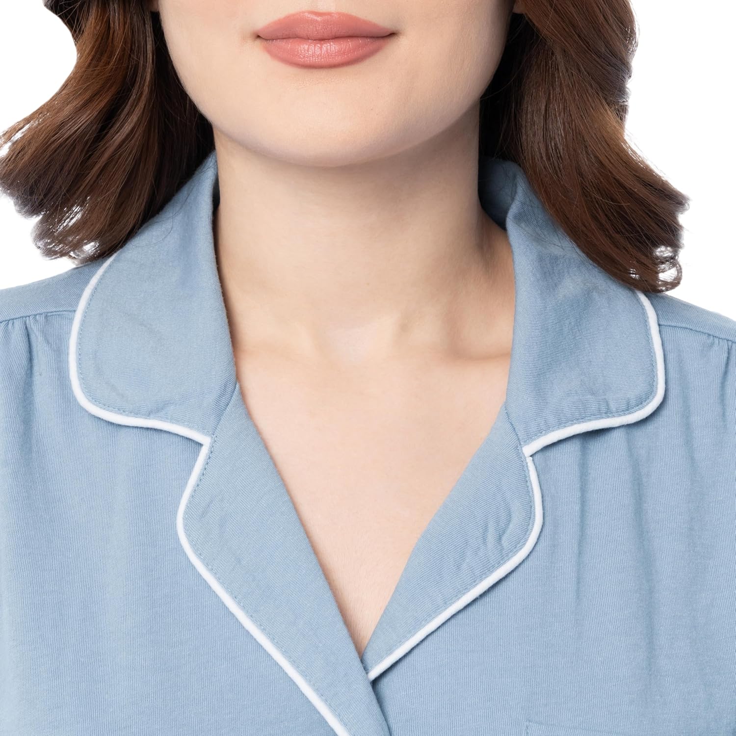 Fruit of the Loom womens Pipped Button Down Sleep Set - Image 3