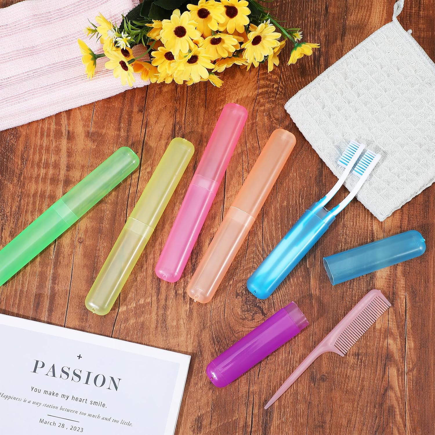 36 Pcs Travel Toothbrush Case Holder, Portable Toothbrush Storage, Classroom Pencil Case for Kids, 6 Assort Color Toothpaste Cover Protector for Travel Home School Use