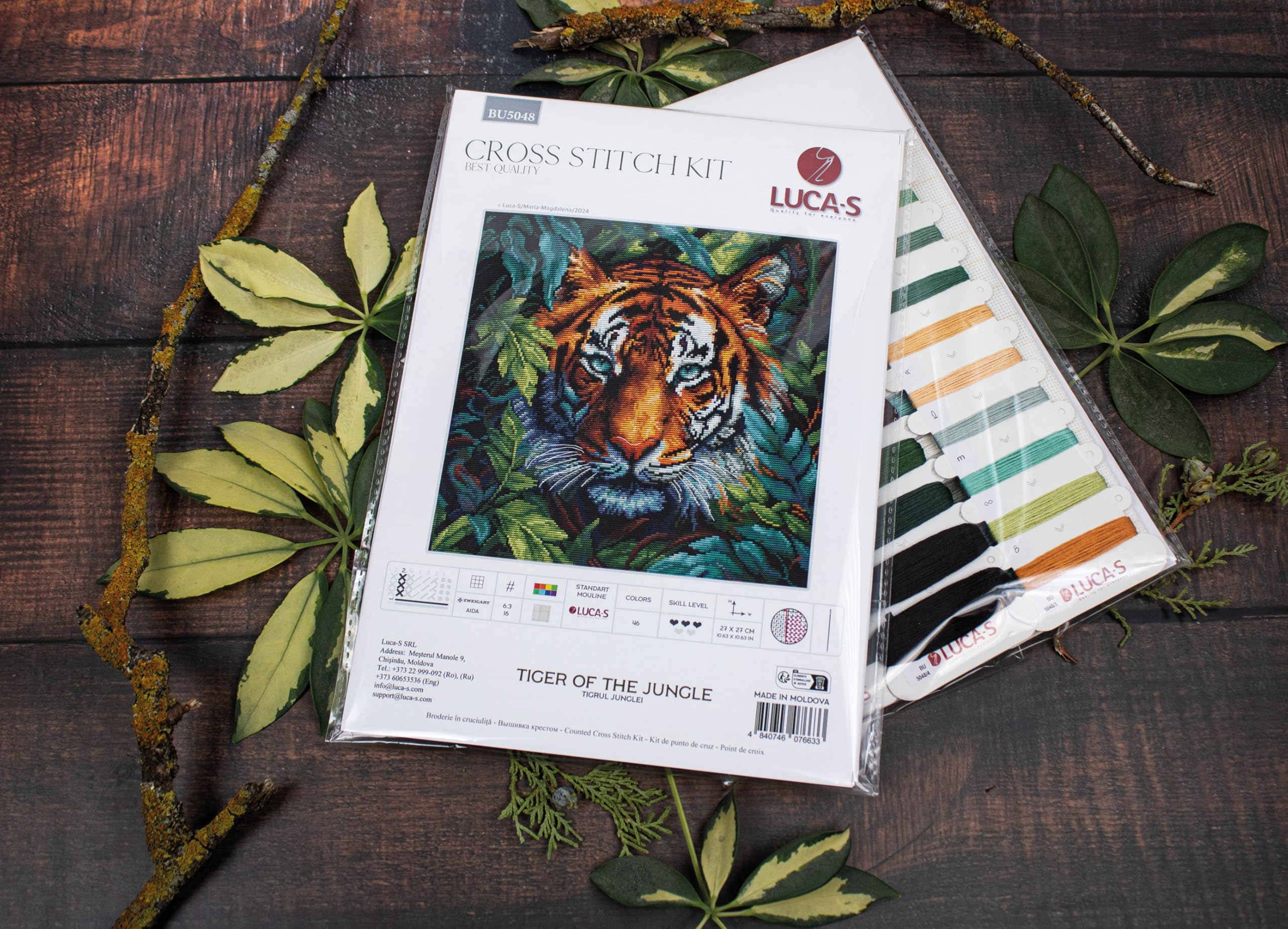 Amazon.com: Luca-S Cross Stitch Kit Tiger of the Jungle, BU5048