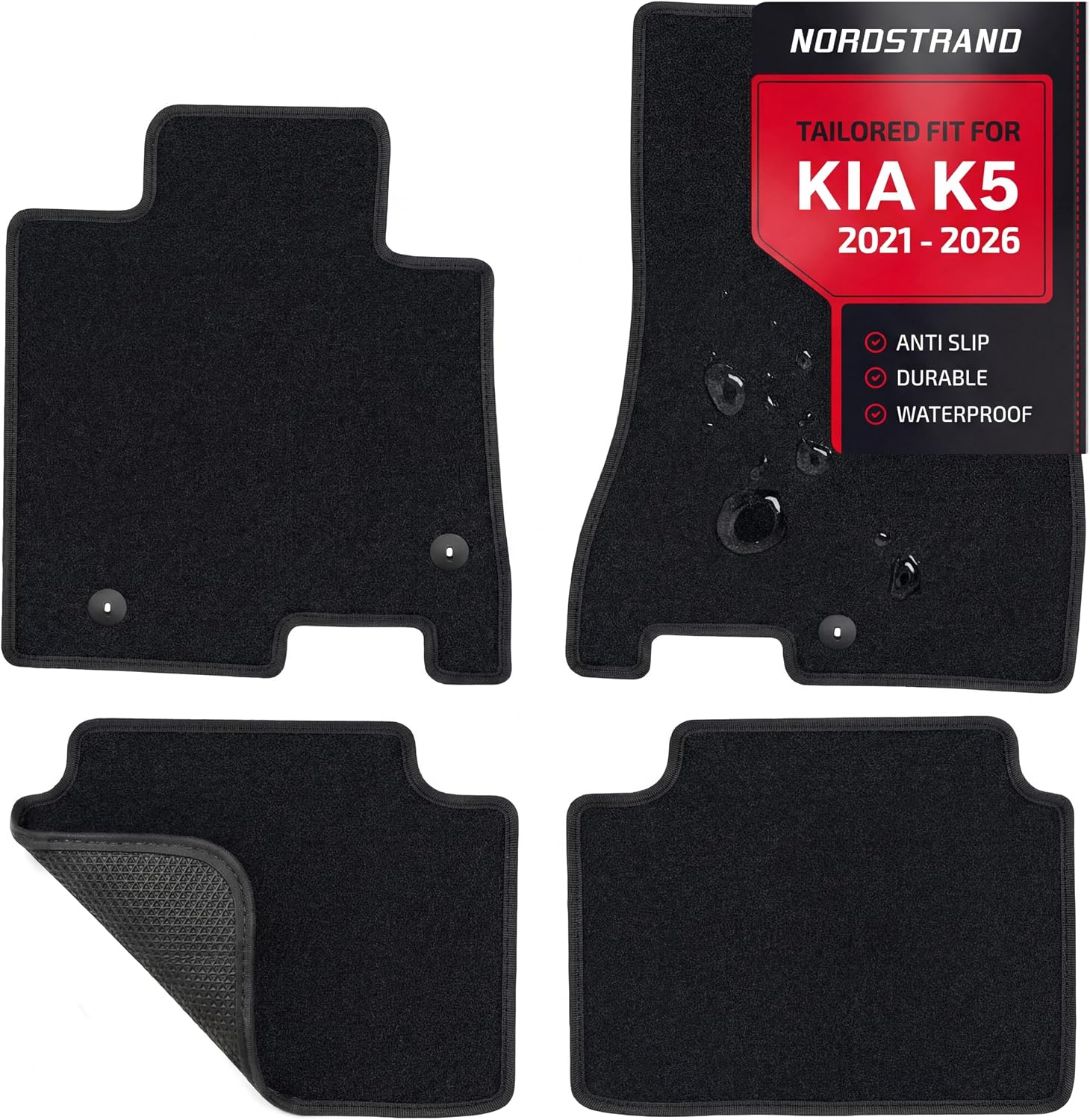 Floor Mats for Kia K5 2021-2026 & Hyundai Sonata 2020-2027 - Custom 3D Fit Mats for Kia K5 & Hyundai Sonata - 1st & 2nd Row - Anti-Slip Backing - 22oz Heavy Duty Carpet Mat