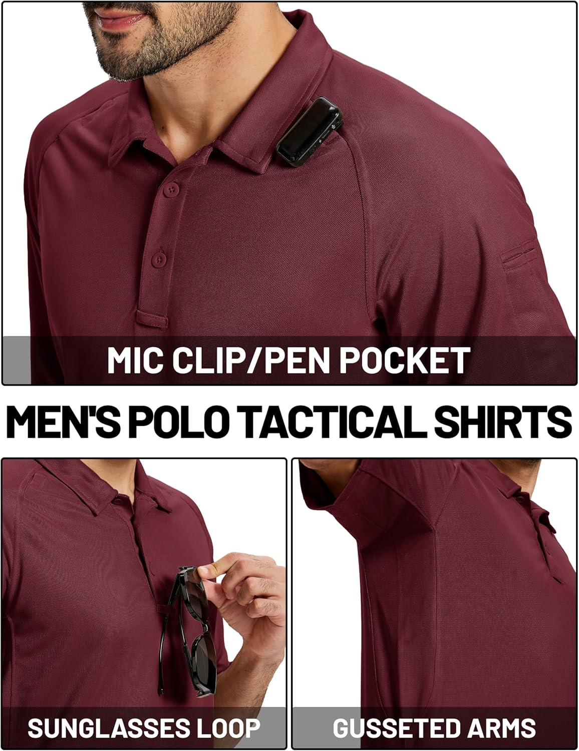 TACVASEN Polo Shirts for Men Short Sleeve Dry Fit Collared Shirt UPF 50+ Performance Work Athletic Tactical Golf Polos - Image 4