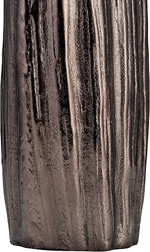 Miniatura 10 de Sagebrook Home Jarrón de metal Glam, acento decorativo de aluminio con diseño texturizado acanalado, decoración moderna para el hogar, oficina,