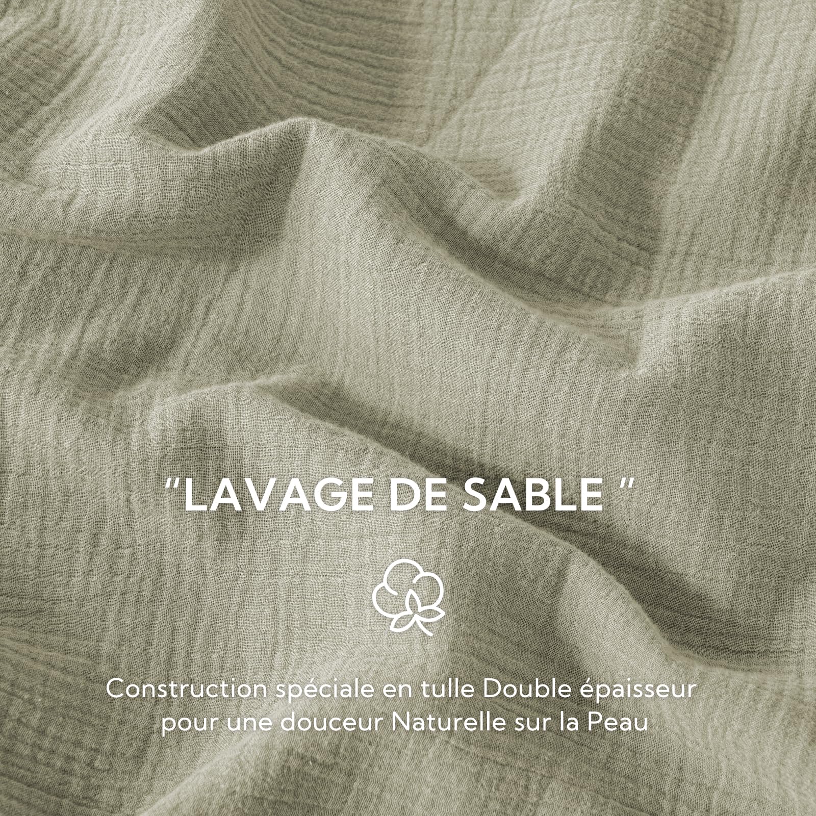 SOULFUL Copripiumino 140 x 200 garza di cotone - verde nebbia