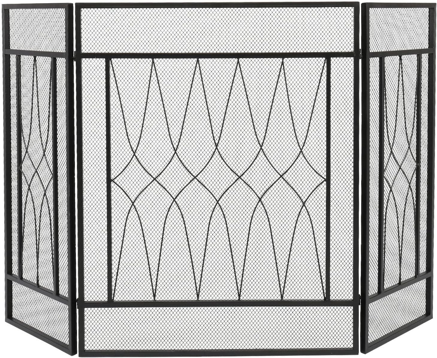 Fireplace Screens Folding Steel Fireplace Screen Doors 3Panel Heavy Duty Home Furni Decor Fire Fireplace Screen Flat Fireplace Screens Decorative Feito na China
