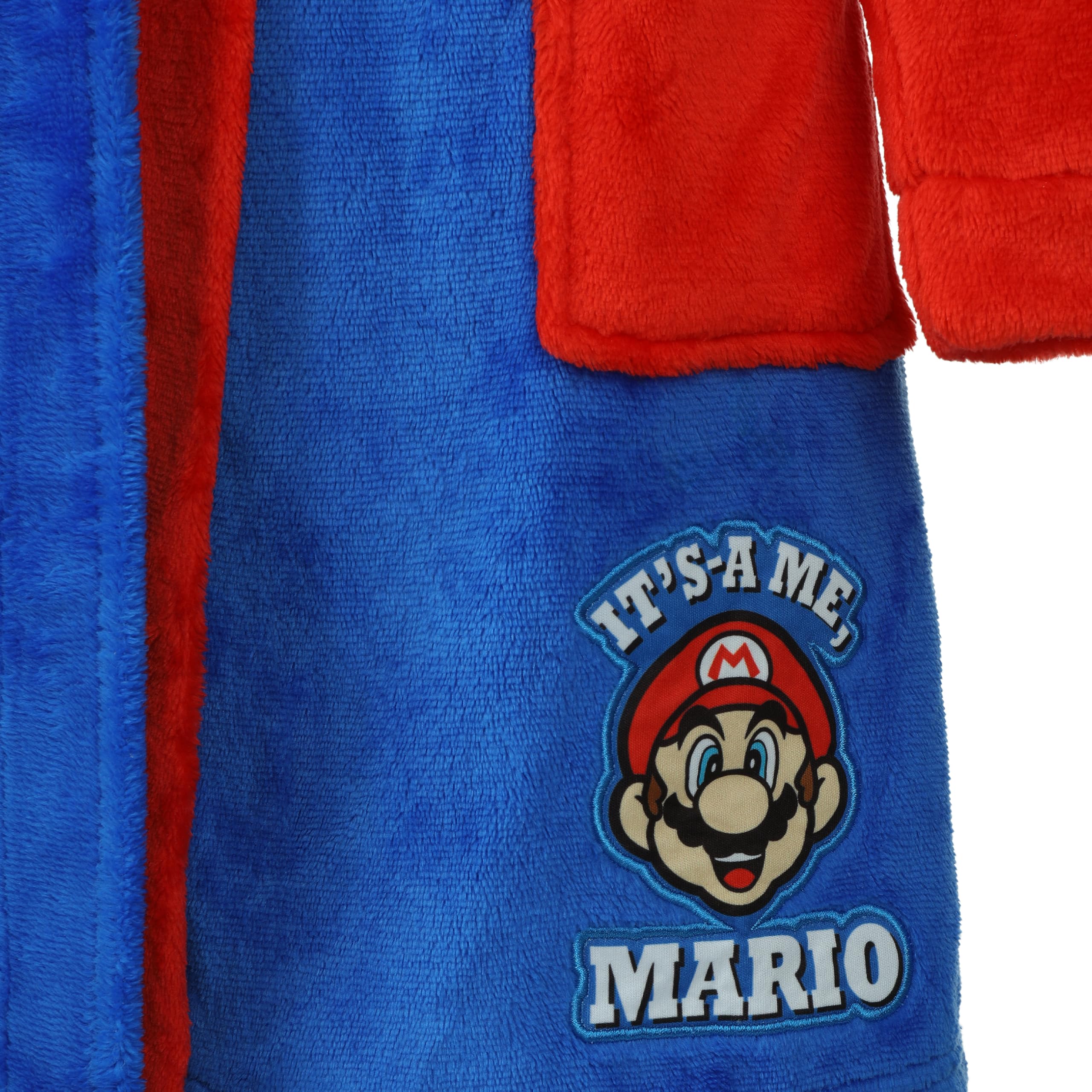 Super Mario Accappatoio per bambini, in pile coral con cappuccio, con logo, ragazzo, ragazza
