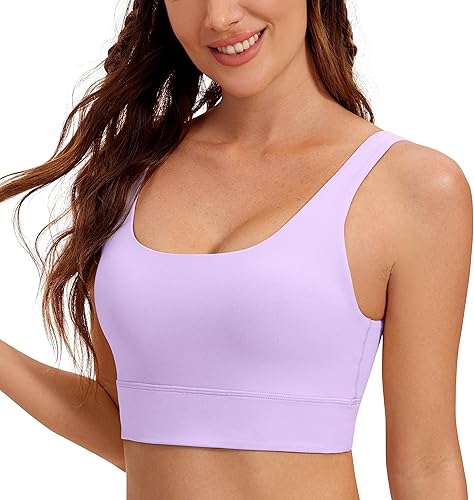 CRZ YOGA Butterluxe - Brasier deportivo con espalda en U para mujer, cuello redondo, acolchado, de bajo impacto, para yoga, entrenamiento, con