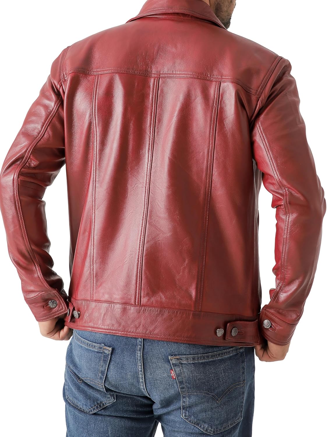 Jild Classic Trucker Fashion Leather Jacket Men - Premium Suede Leather Shirt Style Coat Jacket - Image 5