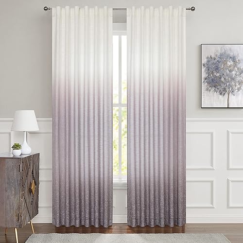 Miniatura 10 de Central Park Panel de cortina de lino con estampado degradado de lino en mezcla de rayón, pestaña trasera, bolsillo para barra, tratamiento para