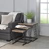 Hillsdale Kane Creek Wood and Metal 3 Piece Nesting Table Set with Chevron Design Tops, BlackBrown