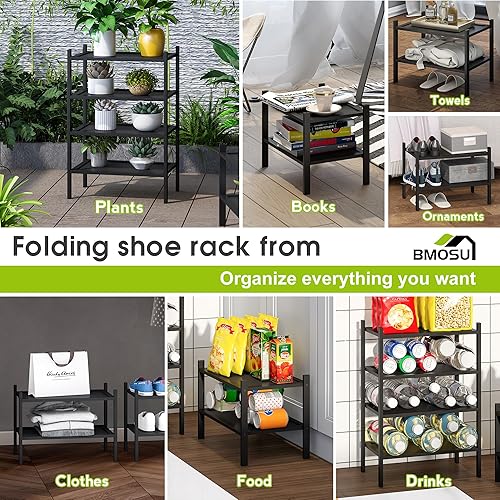 Miniatura 3 de BMOSU Zapatero de bambú de 6 niveles de alta calidad, apilable, organizador de almacenamiento para pasillo, armario, sala de estar, entrada,