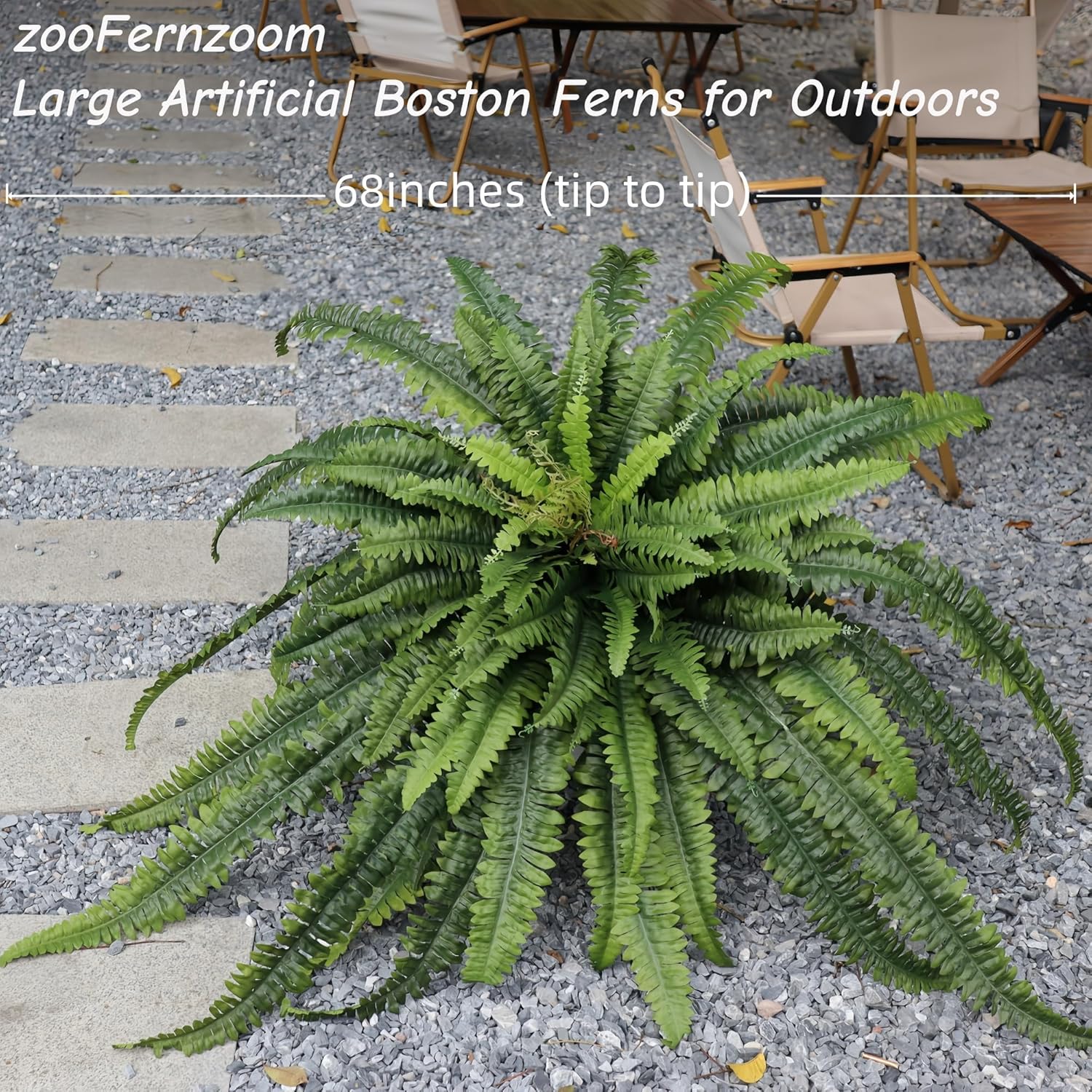 68" Fake Ferns Artificial Plants Large, Artificial Ferns for Outdoors Large, UV Resistant Faux Fern with Long Leaves Suitable for Planters Hanging Porch Home Indoors Garden Patio Office Greenery Decor