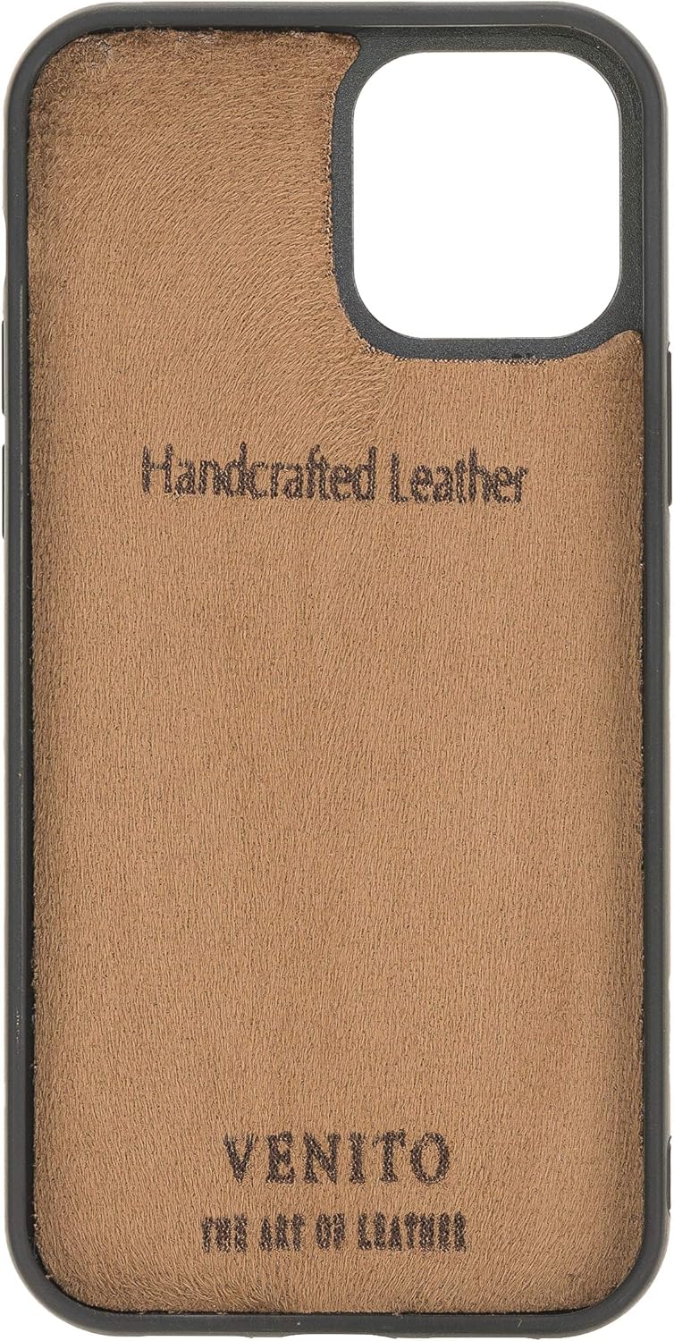 Venito Lucca Leather Case Compatible with iPhone 12 (6,1 inch) and iPhone 12 Pro (6,1 inch)– Extra Secure with Padded Back Cover (Furry Leopard)