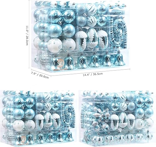 Miniatura 9 de Sea Team Juego de 50 adornos de bolas de Navidad inastillables, bolas, bastones de caramelo, campanas, copos de nieve, colgantes, gotas de remate,
