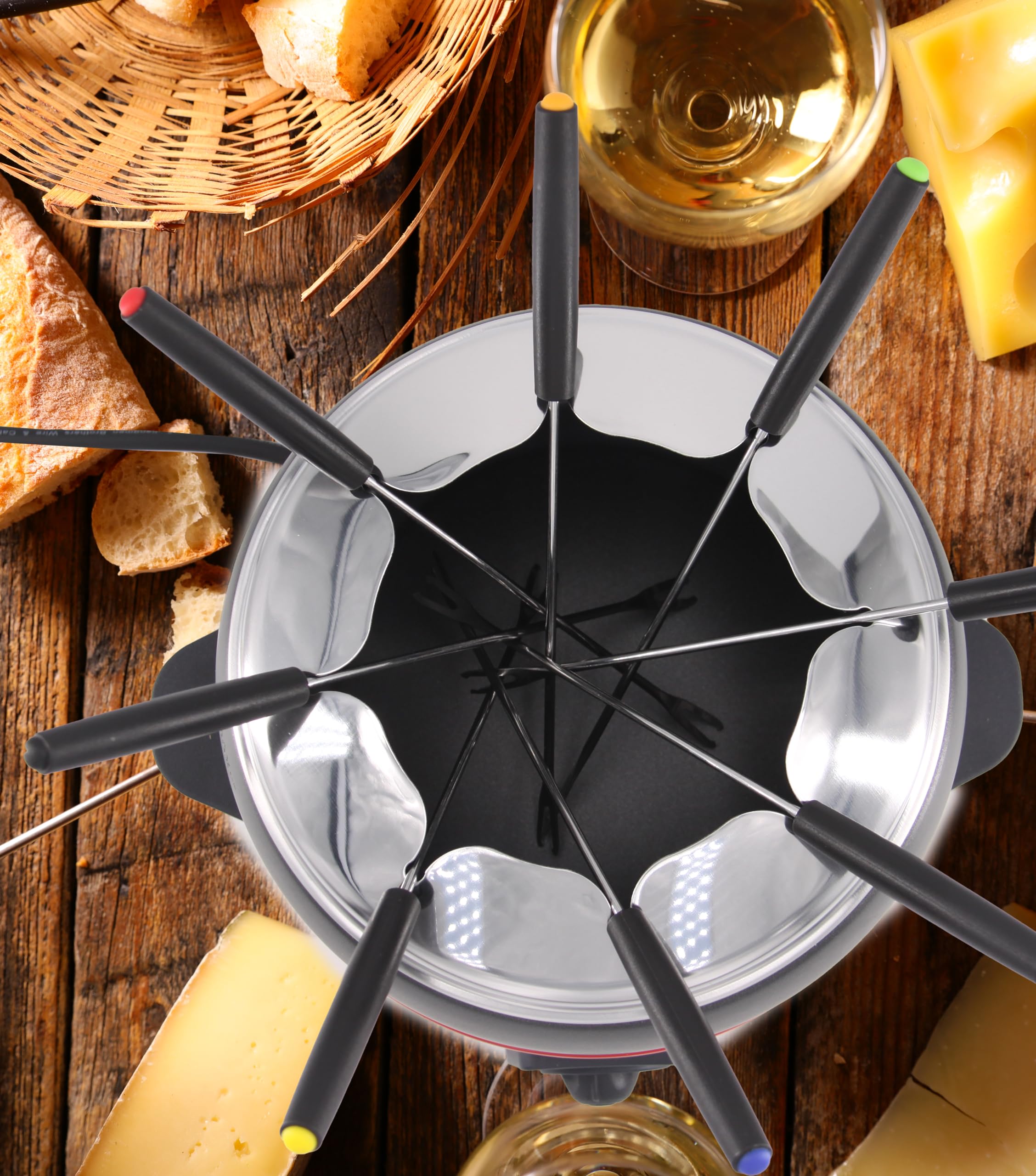 LITTLE BALANCE 8689 Happy Fondue 8 Meuuuh, Apparecchio per fonduta 8 persone, Caquelon antiaderente 2l, 800 W, Rosso