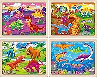 Vista 2 de SYNARRY - Rompecabezas grandes de madera de dinosaurio para niños pequeños de 3-5 años, rompecabezas de madera de dinosaurio para niños de 4-6 años