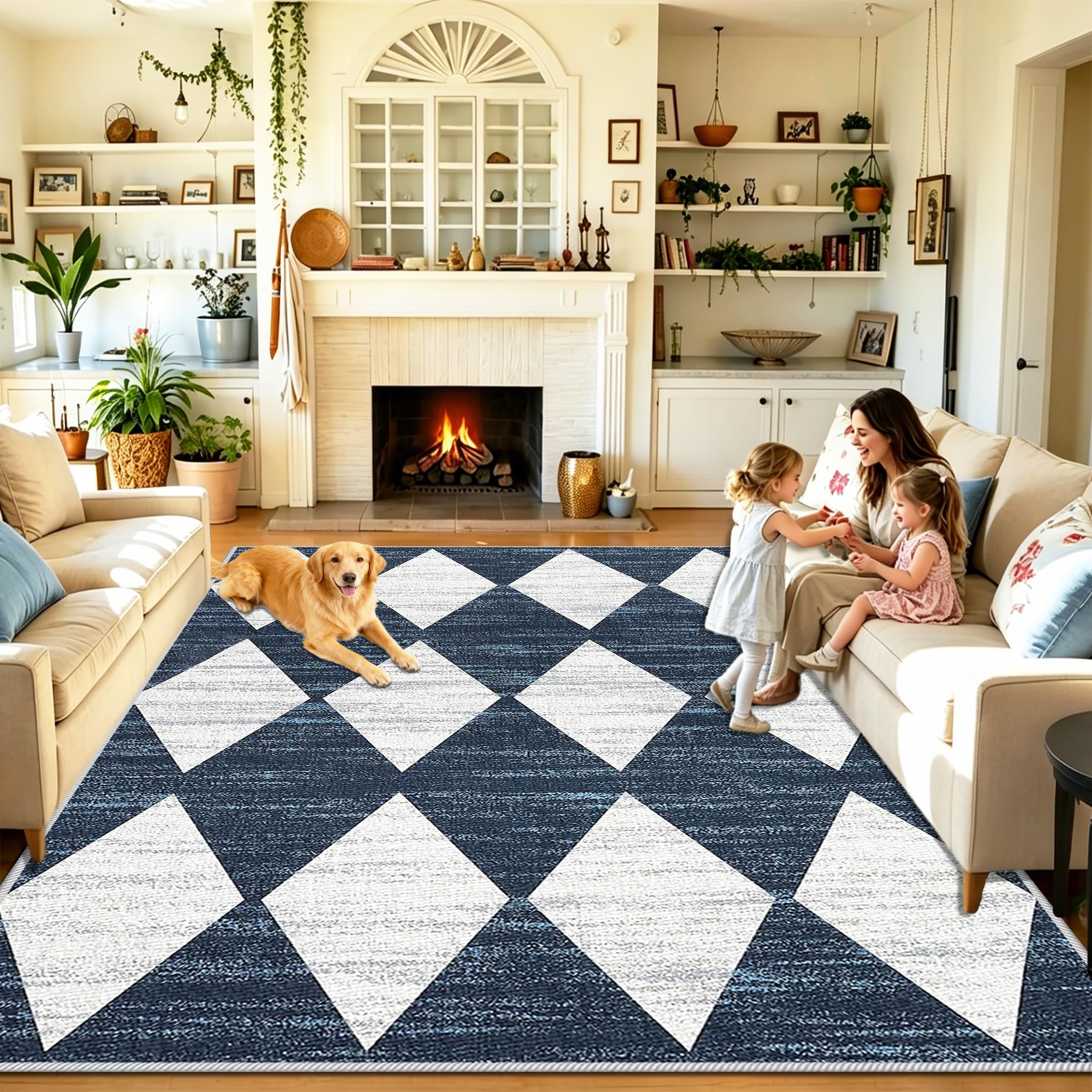 Tapis vintage pour salon et chambre | Tapis de style rétro antidérapant 60 x 100 cm