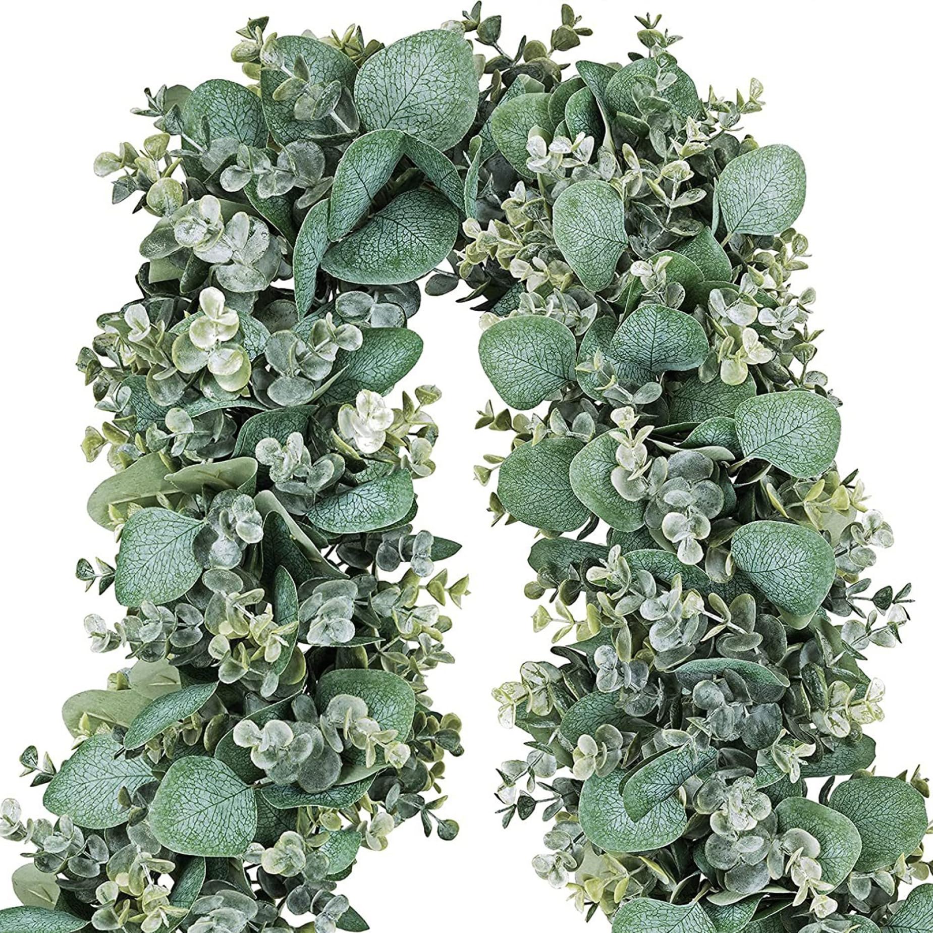 Künstliche Eukalyptus-Girlande, 1,5 m, silberne Dollar-Grün-Eukalyptus-Girlande, realistische Blattranken für Hochzeitsbogen, Hintergrund, Heimtisch, Innen- und Außendekoration, künstliche Eukalyptus-