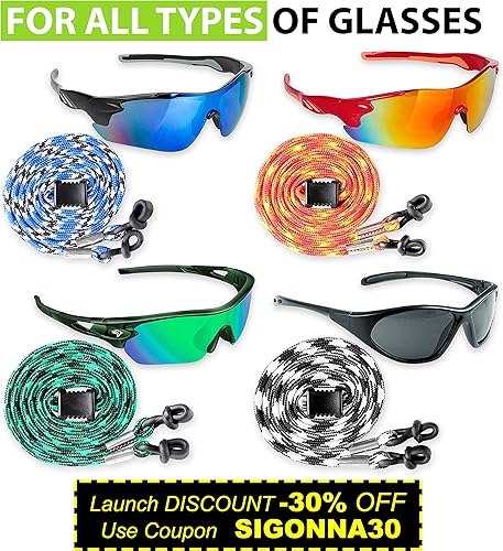 Miniatura 6 de Cordón para lentes Cadena para gafas para hombres y mujeres Soporte para cordón para gafas alrededor del cuello Correas deportivas para gafas de