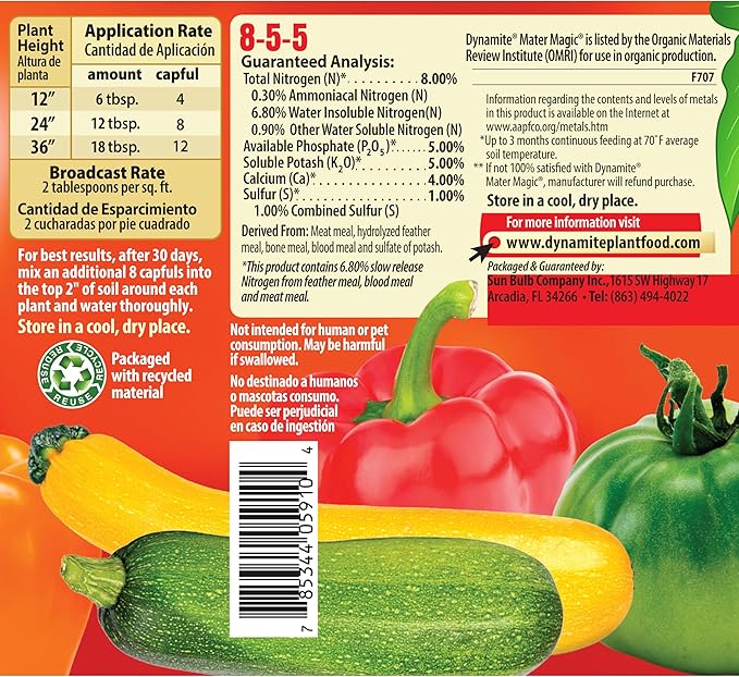 Fertilizante Orgánico para Tomates Dynamite Mater Magic 0.675 lb miniatura 3