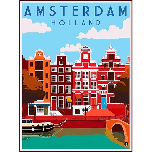 A SLICE IN TIME Amsterdam Dutch Holland Netherlands Europe Travel Art Wall Decor Collectible Poster Advertisement Print. Poster measures 10 x 13.5 inches
