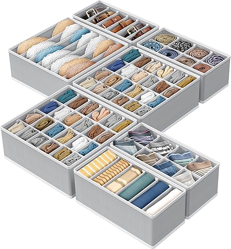 Simple Houseware Organizador de ropa interior para armario, divisor, 7 piezas, color gris