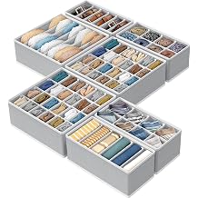 Simple Houseware Closet Underwear Organizer Drawer Divider Assorted 7 Pieces, Gray