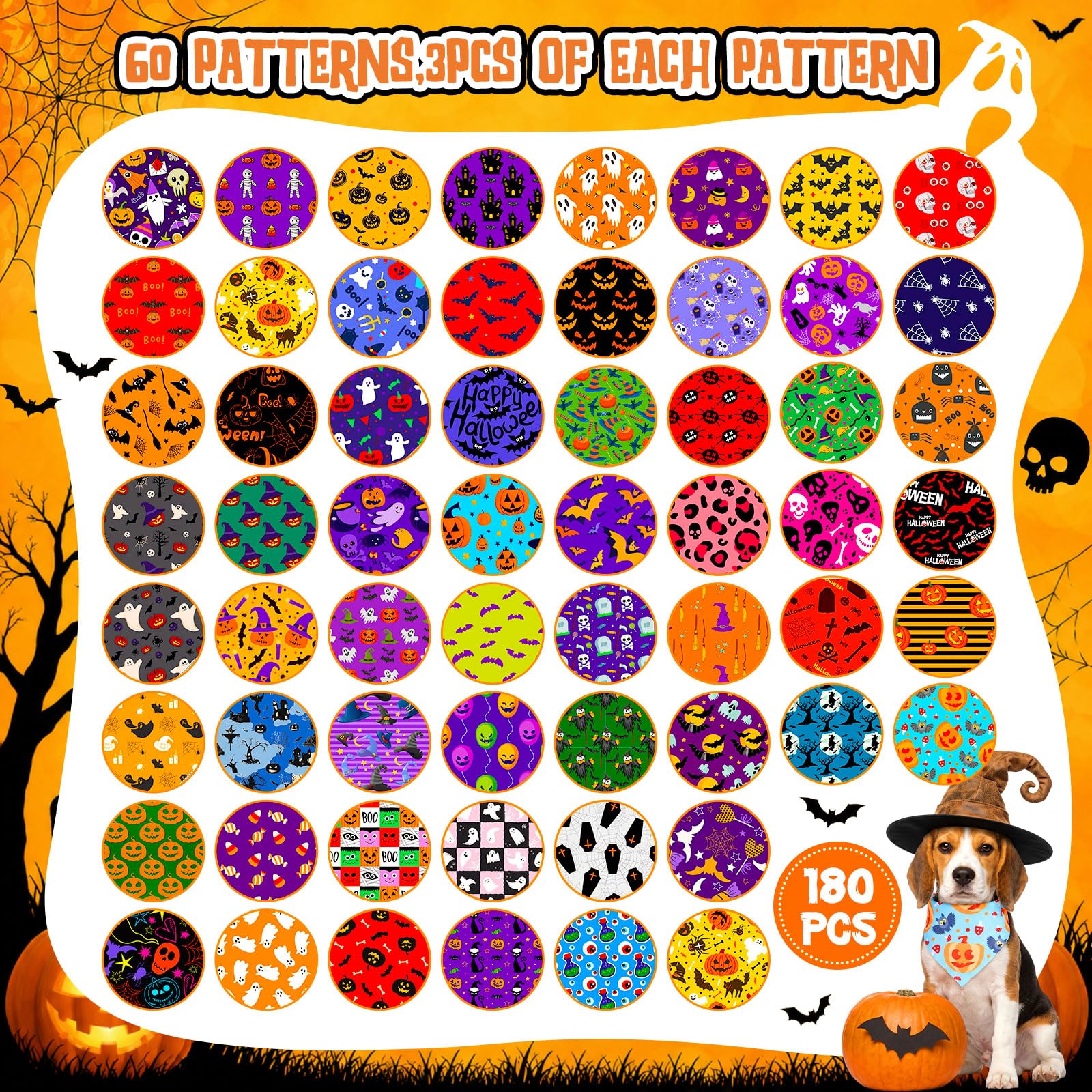 Chicingyou Bandane per cani, 180 pezzi, per Halloween