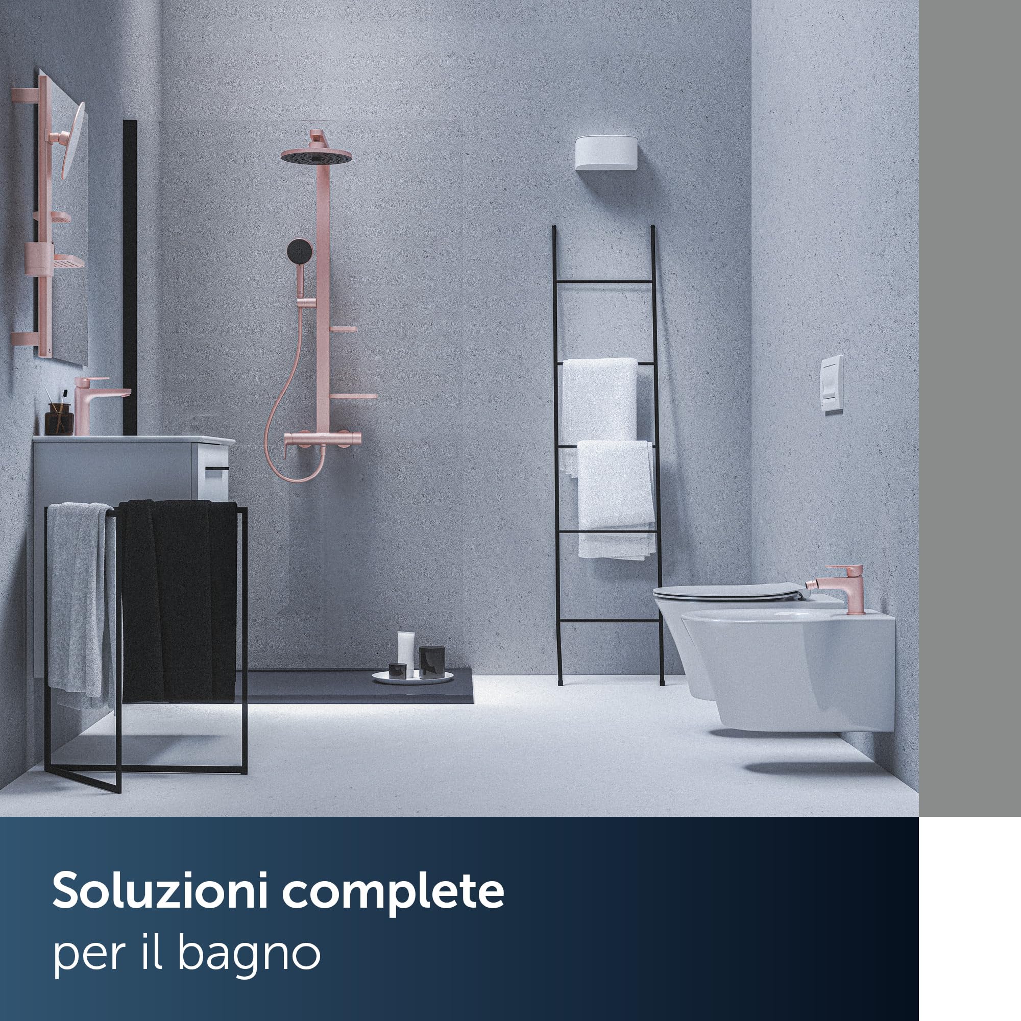 Ideal Standard Ceratwist Alu+ Colonna doccia, Realizzata con l'100% di alluminio riciclato, doccia a risparmio idrico con tipi di getto variabili – Rosé (338x501x1104 mm)
