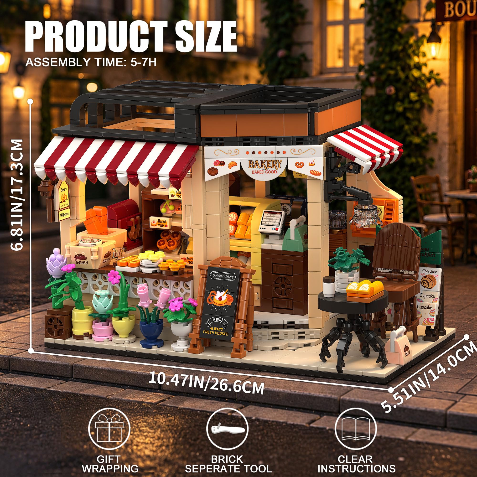 TYCOLE City Baking House Juego de Bloques de Construcción, 1205 Piezas de Juguete de Construcción con Temática de Comida Gourmet, Regalo de Cumpleaños para Niños y Niñas y Adultos de más de 6 Años