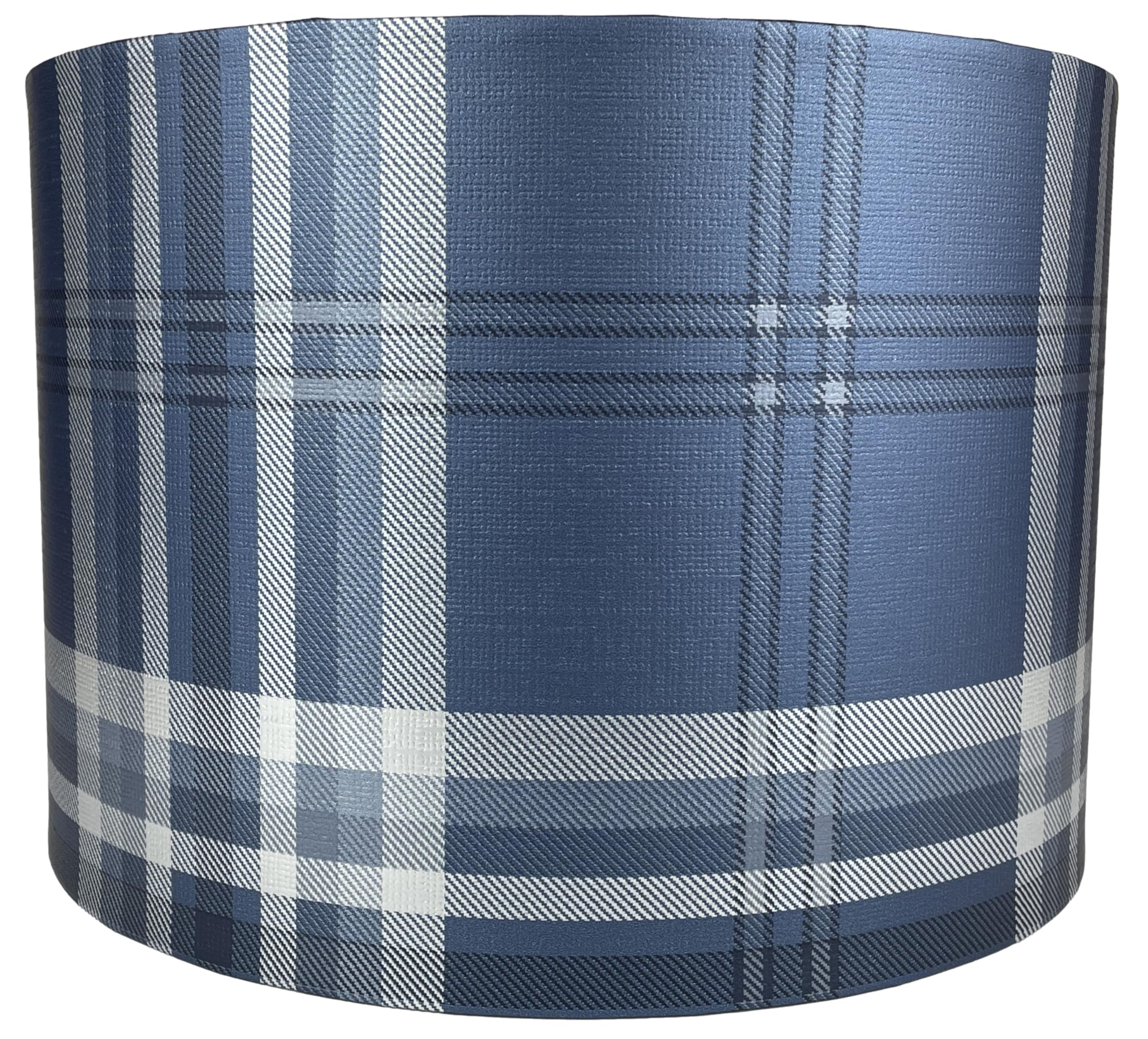 Tartan Lampshade for Ceiling & Table Lamps - Navy with Black and Silver Check Pattern Light Shade, Modern Home Decor