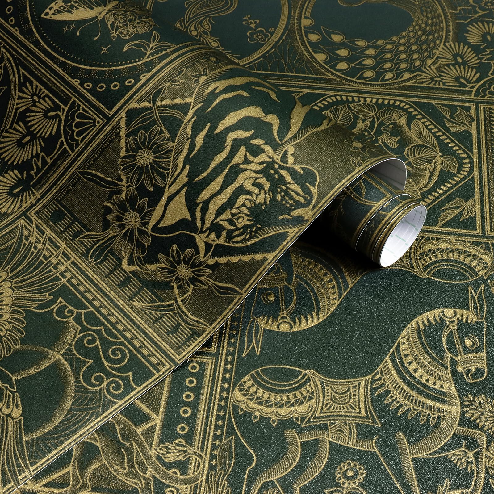 Photo 1 of Erfoni Vintage Peel and Stick Wallpaper - Green and Gold