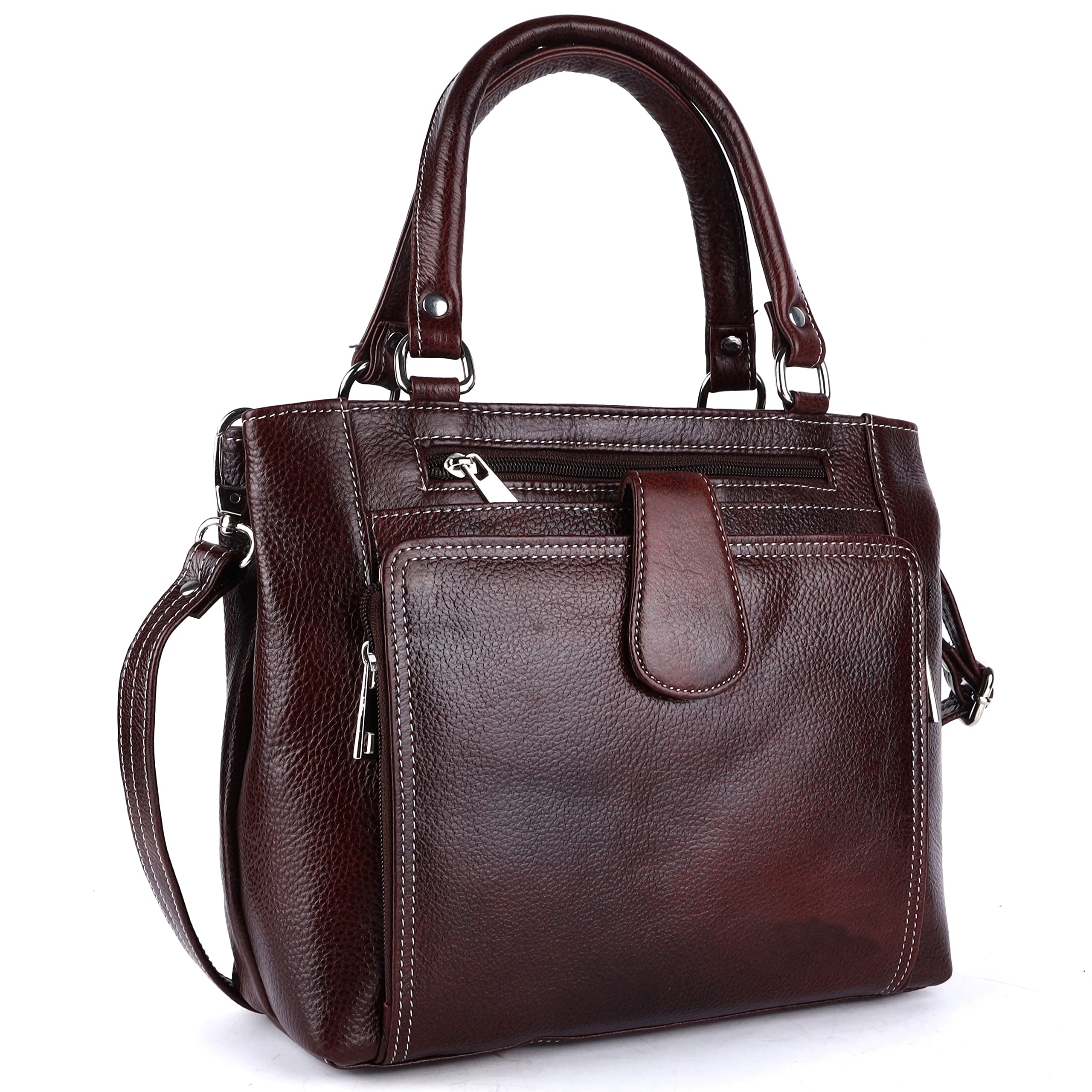 Keegan Pure Genuine Natural Full Grain Leather Designer Handbag Shoulder Tote Purse Satchel Sling Messenger Crossbody Bag for Women & Girls With Top Handle | Golden Metal Zipper | Medium Size (Brown) (B0C2J9XYHB) Amazon Price History, Amazon Price Tracker