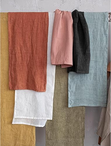 Miniatura 2 de Creative Co-Op Lino lavado a la piedra decorativo comedor y cocina, toalla de té azul marino, azul