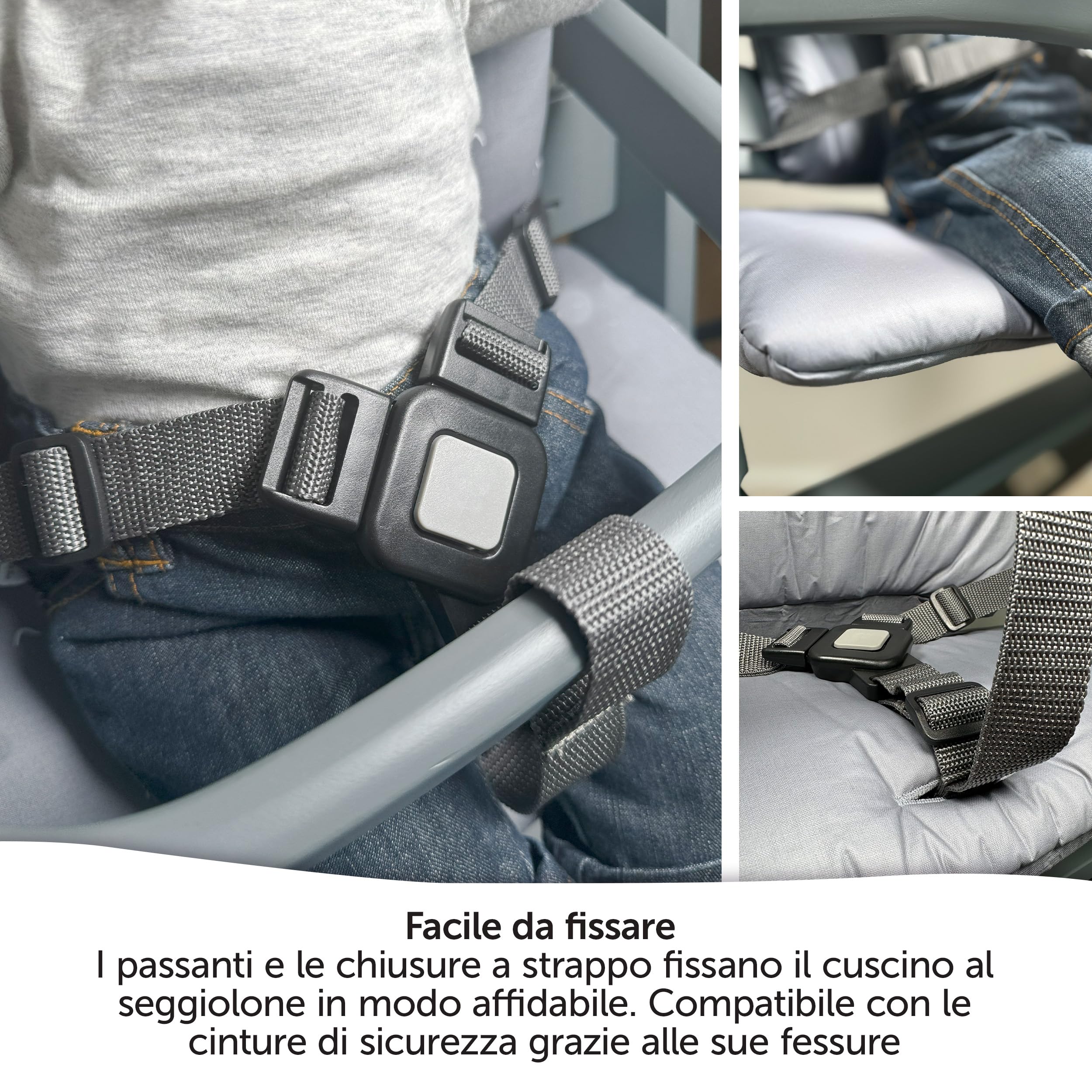 LaLoona Cuscino Seduta Seggiolone Pappa Per Safety 1st/Bebeconfort Timba - Cuscino Seggiolone Pappa Bimbo 2 Pezzi, OEKO-TEX Standard 100, Lavabile in Lavatrice - Grigio
