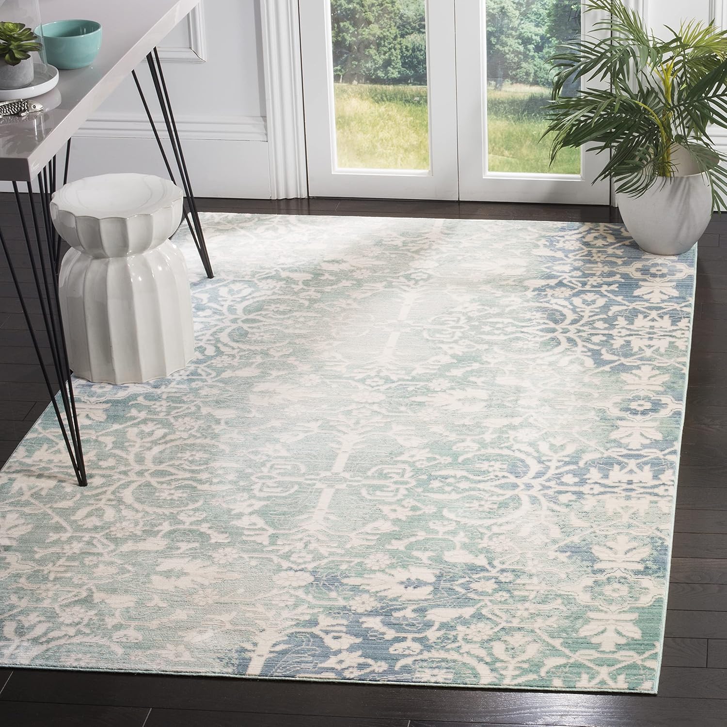 Safavieh Mystique Collection Runner Rug - 2'3" x 8', Blue & Ivory, Non-Shedding & Easy Care, Ideal for High Traffic Areas in Living Room, Bedroom (MYS927F)