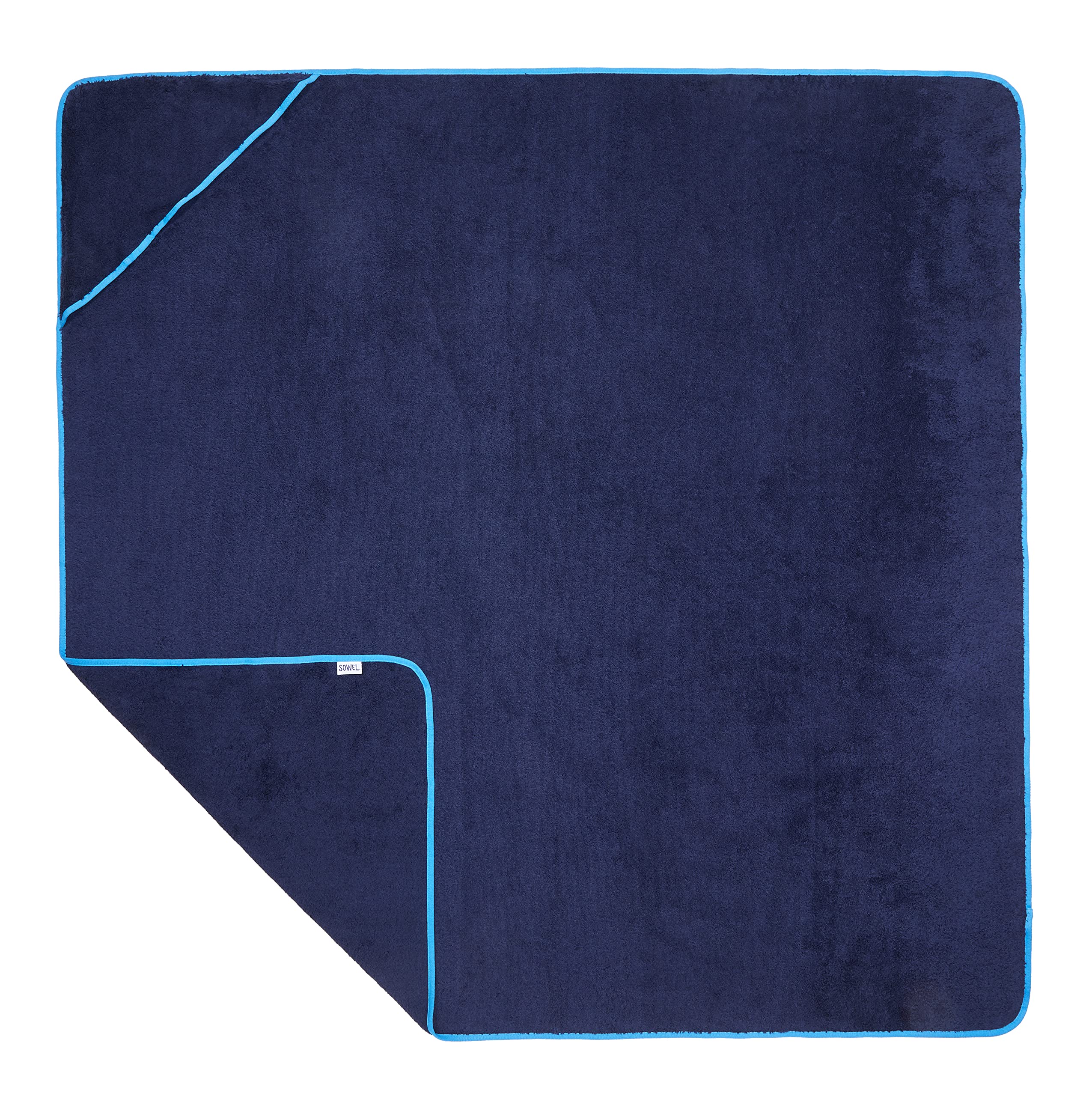 Sowel® Serviette avec Capuche, 100% Coton Bio, Draps de Bain pour Enfant et Adultes, 140 x 140 cm, Marine/Bleu