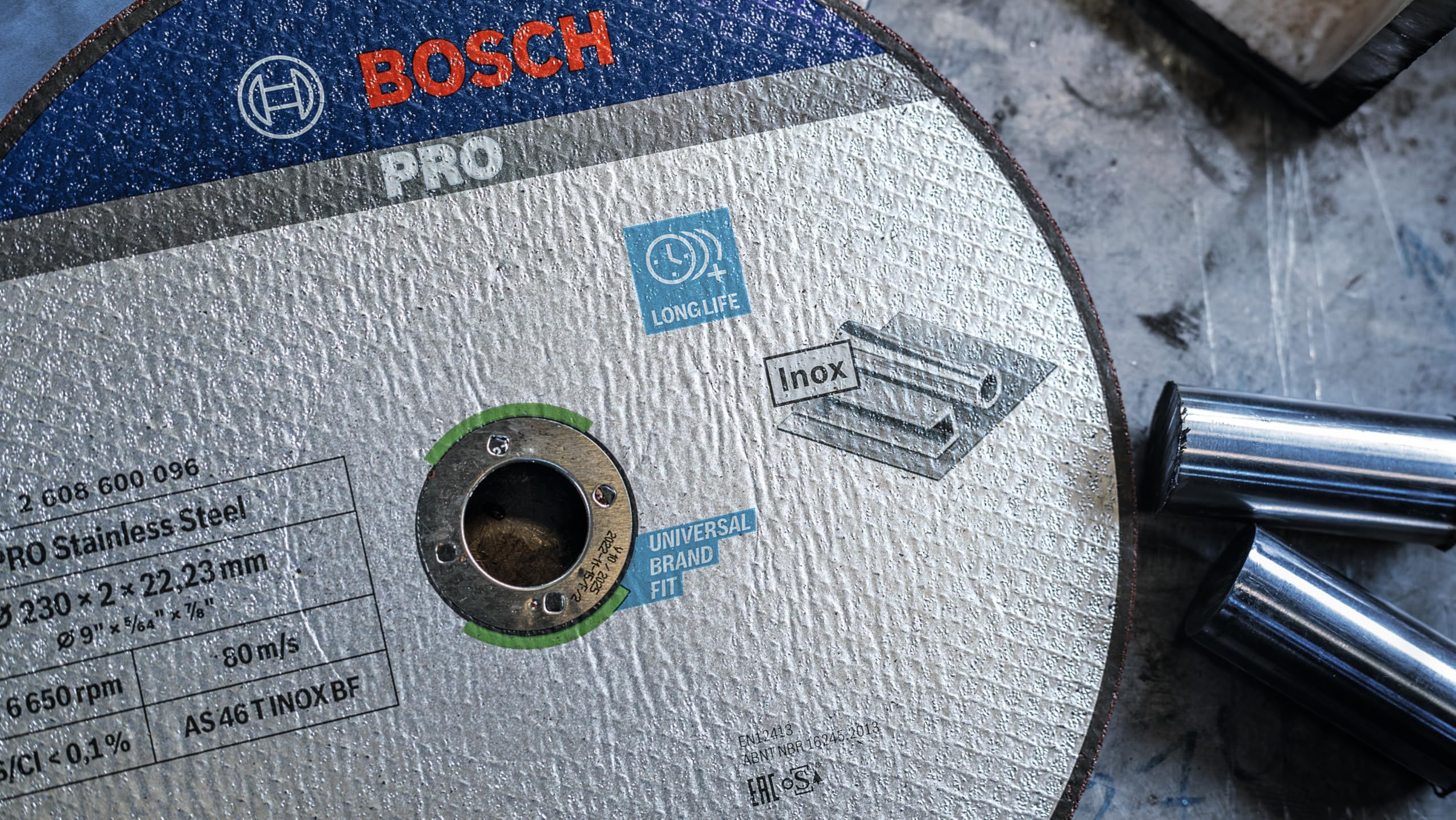 Bosch 1x Mola da taglio PRO Stainless Steel di lunga durata grandi, foro 22,23 mm (per Acciaio inossidabile, Ø 180 mm, Professional Accessorio Smerigliatrice angolare grande)