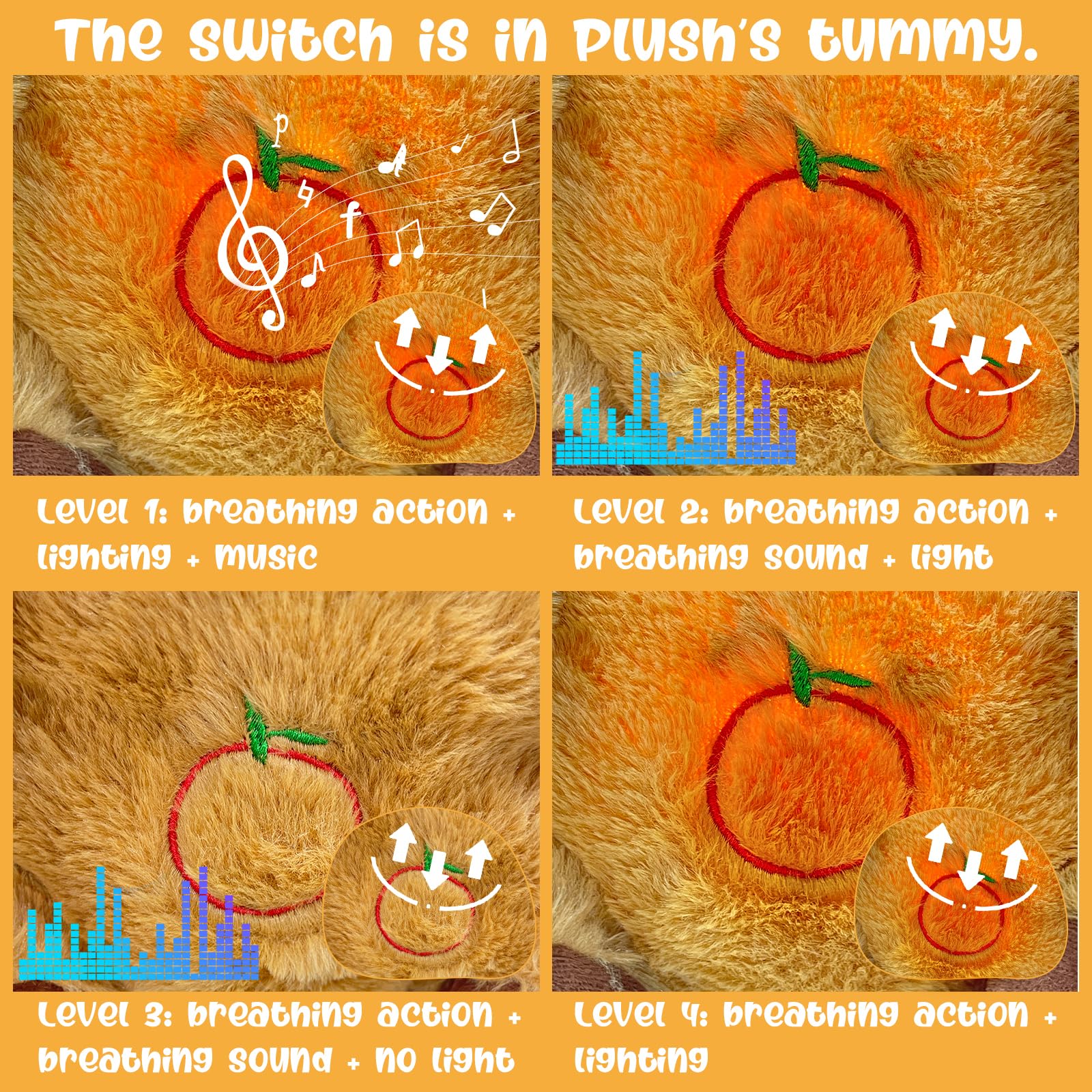 PQKL-party Capybara Breathing Plush Teddy - Anxiety Relief Toy, 25cm, Multicolor, 25 cm - Image 4