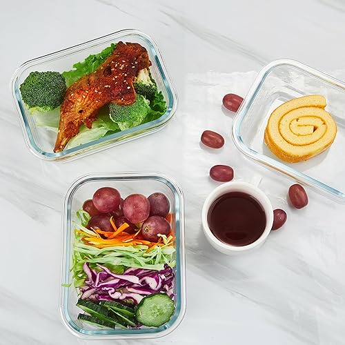 Miniatura 5 de Lemon Sandy Paquete de 10 recipientes de vidrio de 22 onzas para preparación de comidas, recipientes de almacenamiento de alimentos de vidrio con