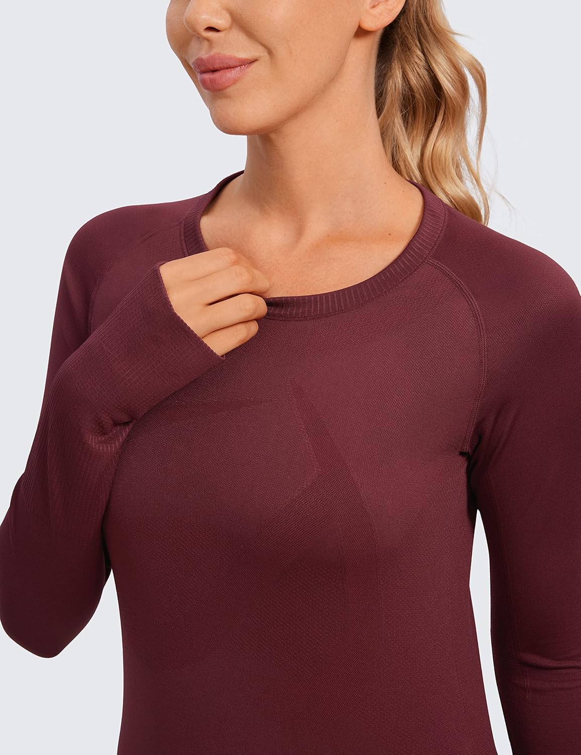 CRZ YOGA Women's Seamless Athletic Long Sleeves Sports Running Shirt Breathable Gym Workout Top noctilucence red-Slim Fit X-Small - Image 3