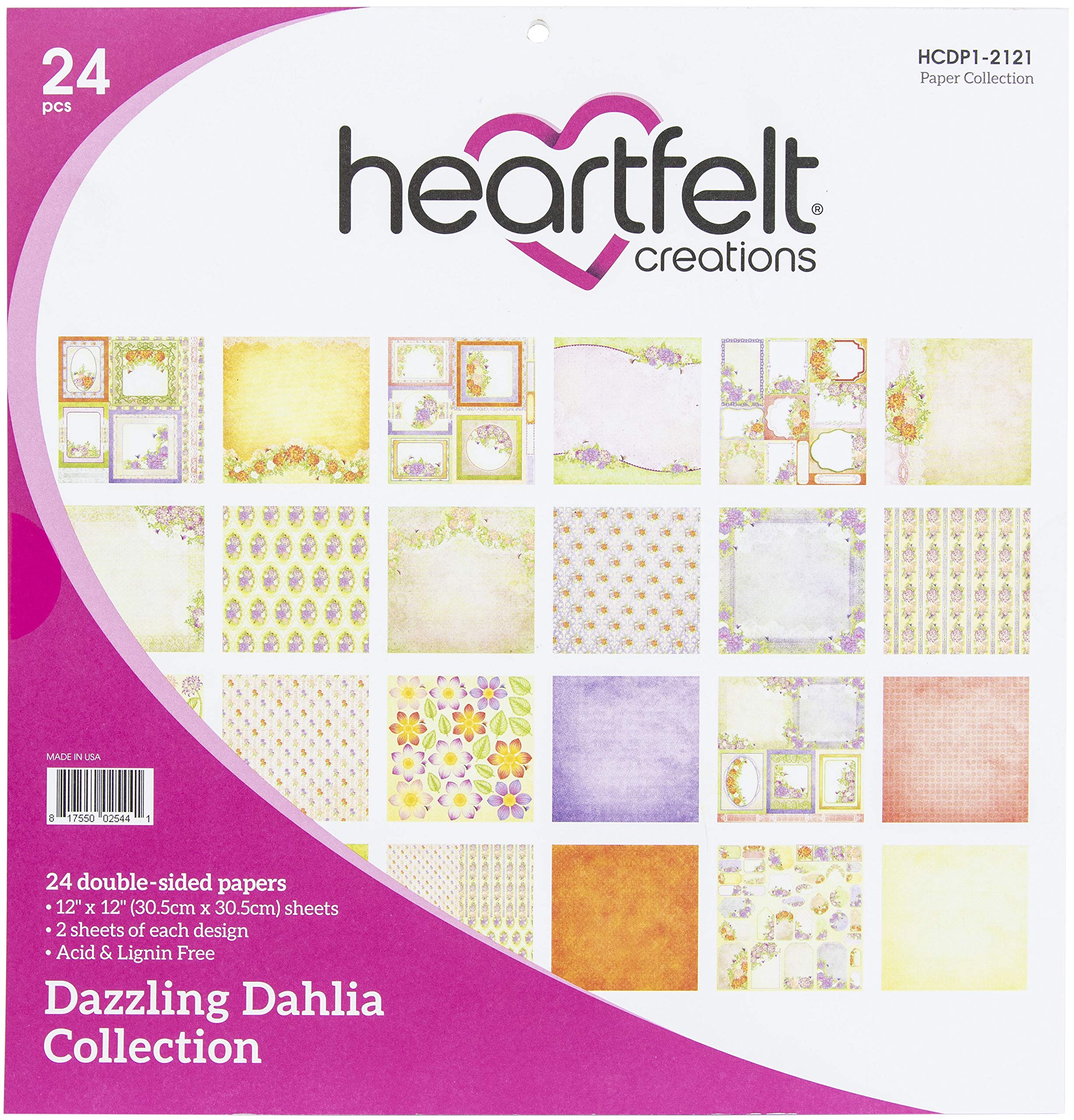 Dahlia éblouissant Heartfelt Creations, le papier scrapbooking premium
