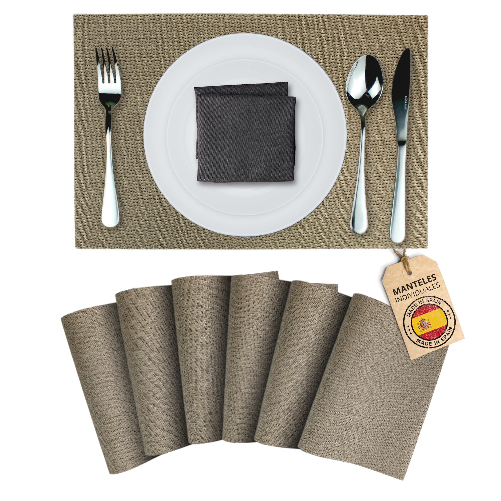 Mondiroso. Pack of 6 Placemats Washable Table Mats Placemats Non-Slip Placemats for Dining Table and Kitchen (6, Sirocco Sand)