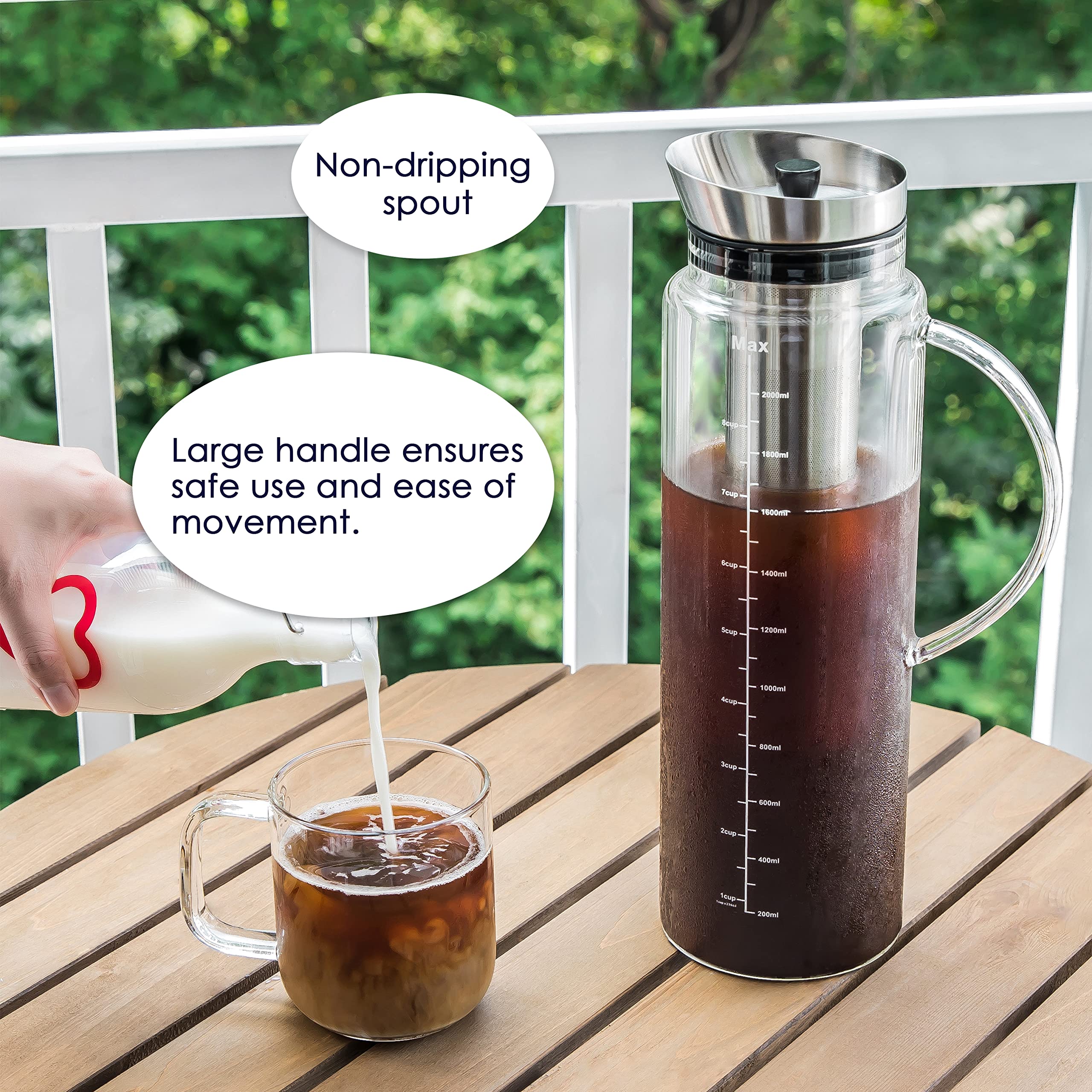Aquach Cold Brew Coffee Iced Tea Maker & Fruit Pitcher Large Capacity
