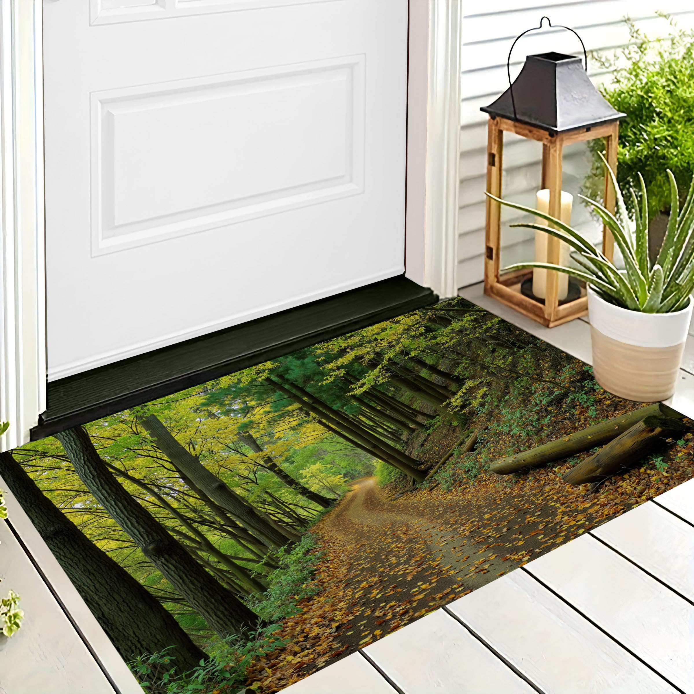 Paillasson lavable en machine effet forêt 90x150cm antidérapant
