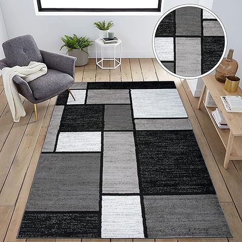 Miniatura 8 de Rugshop Tapete con diseño de cuadros contemporáneo y moderno fácil de limpiar para oficina en casa sala dormitorio cocina no desprende pelos de